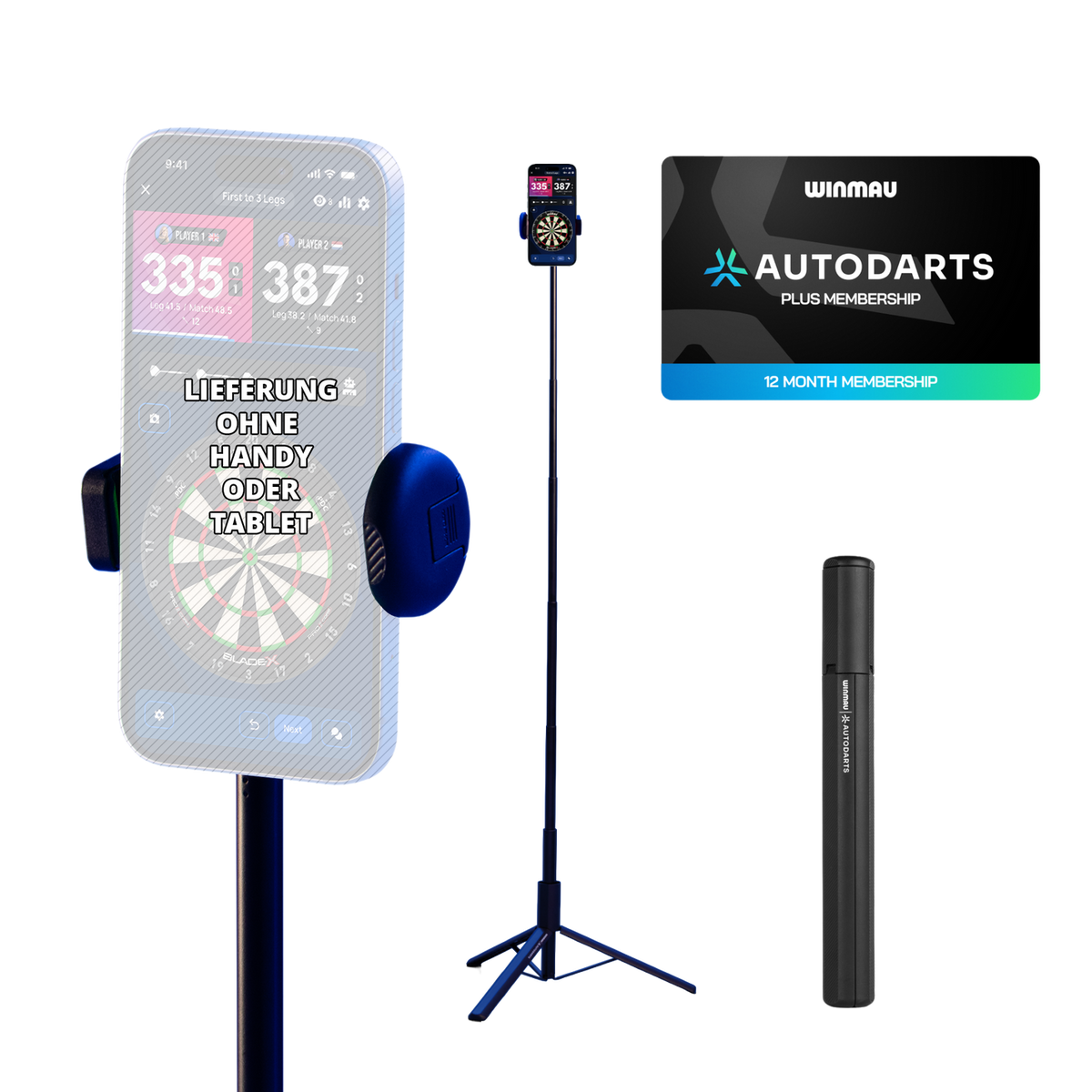 Winmau Device Stand + 12 Monate Autodarts Plus – Mobiles Autodarts Bundle