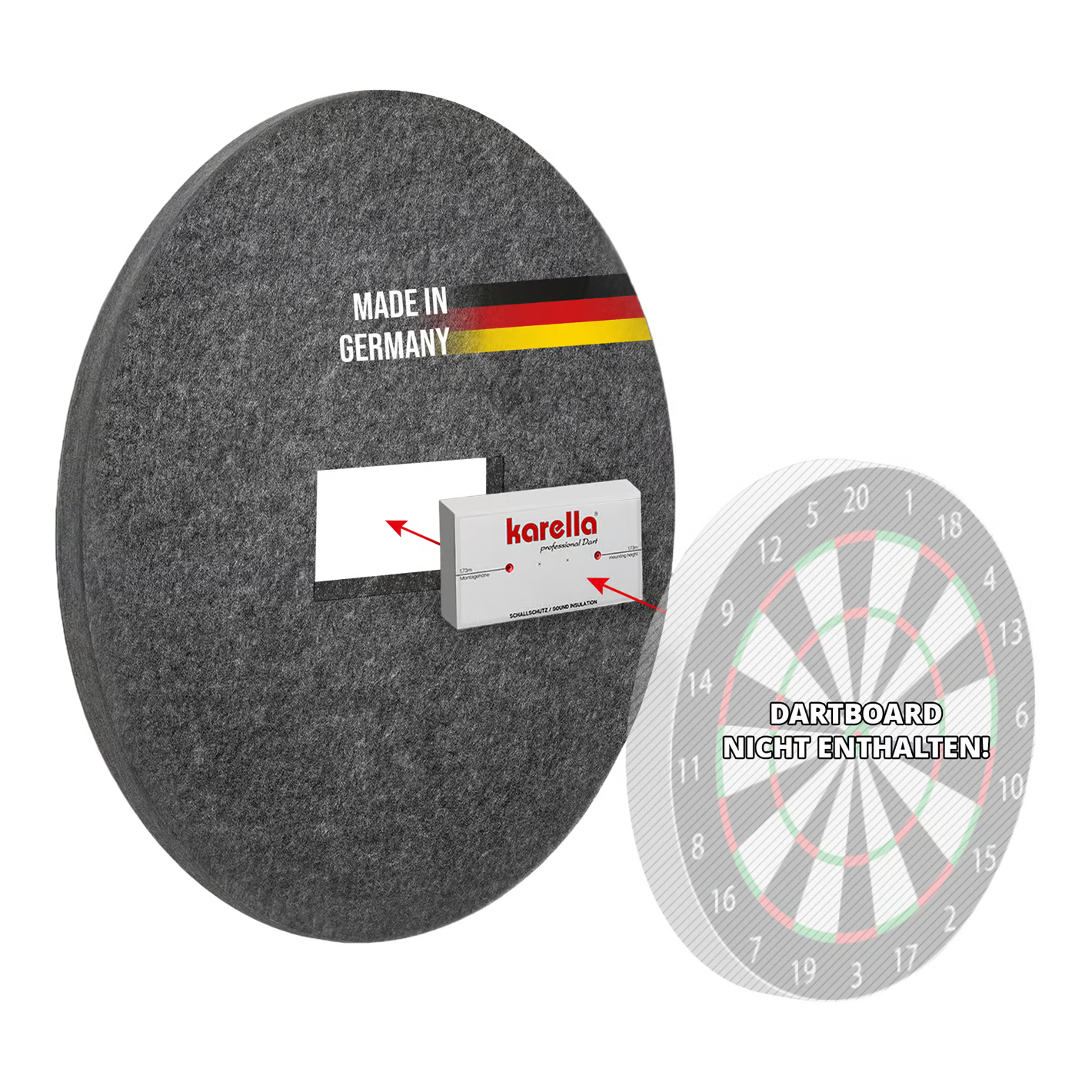 Schallschutz Karella für Steeldartboards mit integriertem Surround Auffangring