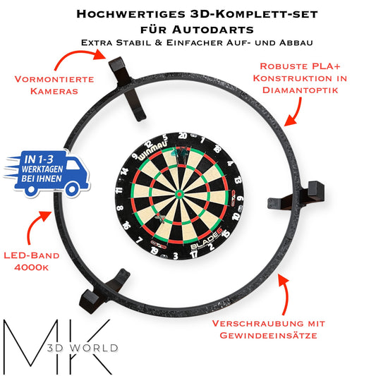 Autodarts Komplettsystem in Diamantoptik – LED-Ring & OV9732 Cam 100°, 2 Meter