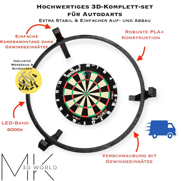 Autodarts Komplettsystem – LED-Ring & OV9732/OV2710 Cam 100°, 2m Kabellänge
