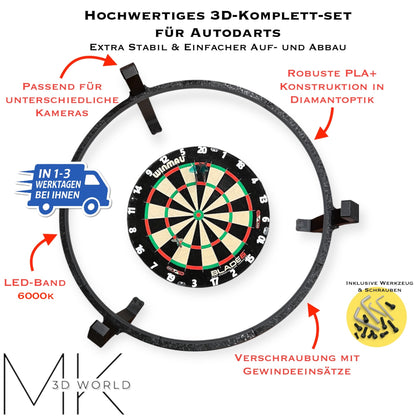 Autodarts Komplettsystem in Diamantoptik – LED-Ring & OV9732 Cam 100°, 2 Meter