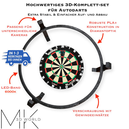Autodarts Komplettsystem in Diamantoptik – LED-Ring & OV9732 Cam 100°, 2 Meter