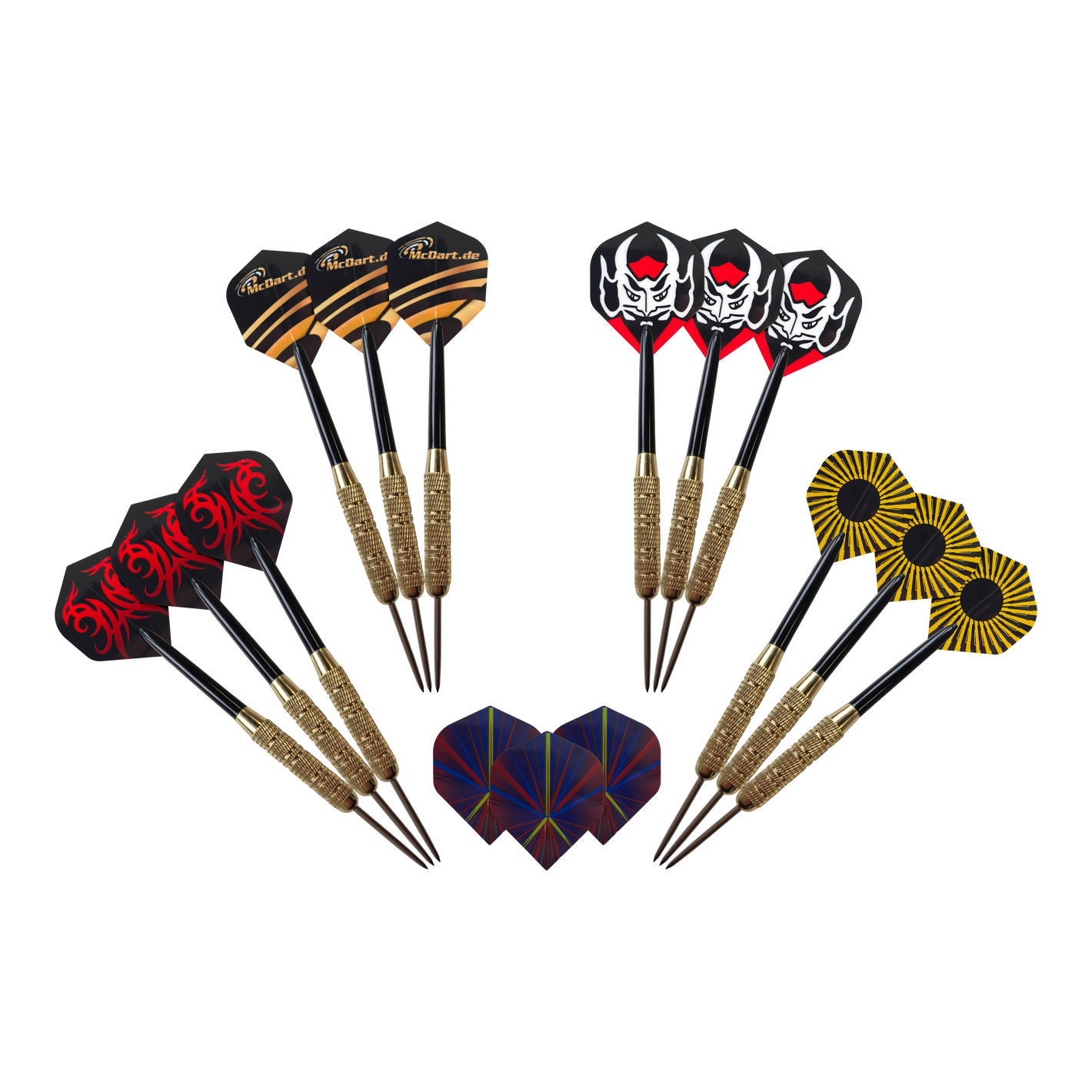 Steeldarts 18 g – 12er Set mit Ersatzflights & Shafts