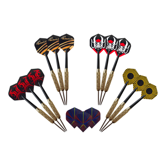 Steeldarts 18 g – 12er Set mit Ersatzflights & Shafts